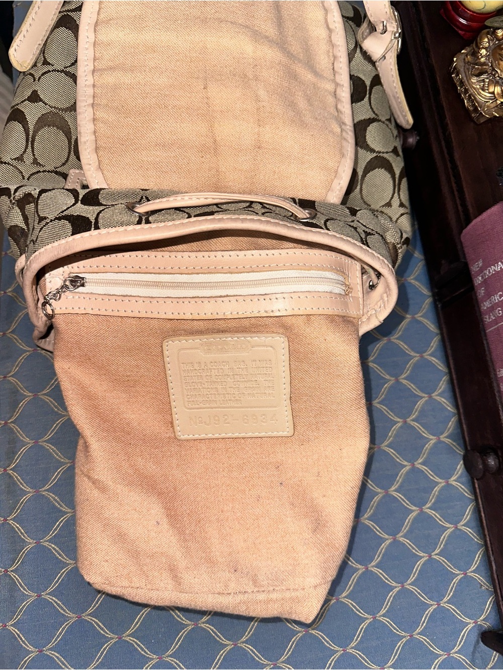 Vintage Coach Signature Canvas Mini Backpack | No. J92-6934 | Khaki/Tan - Picture 3 of 14